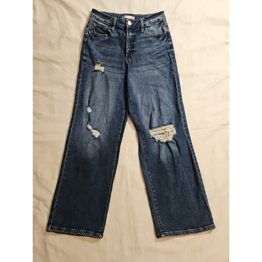 SO High Rise Baggy Dad Ankle Jeans Distressed Stretch Women's 9 28‎ x 28